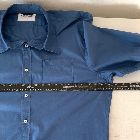 American Eagle Outfitters XXL Vintage Fit Blue Casual Short Sleeve Shirt N016 - Picture 6 of 10